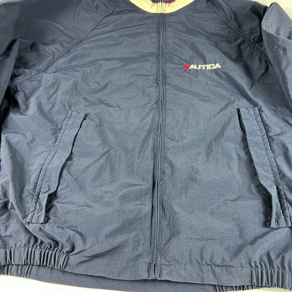 VTG Nautica Challenge Jacket Medium Blue Faded 1/4 Zip Pullover Windbreaker - Picture 3 of 16